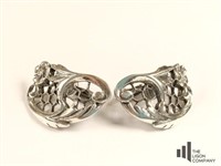 .925 Flower Design Clip On Earrings
