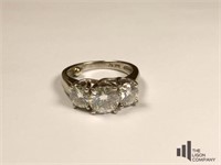 14 K White Gold Three Diamond Ring