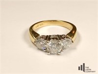 18 K Three Diamond Ring