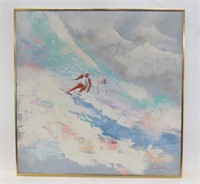 Original Canvas Oil Painting of Skier-by K. Lantz