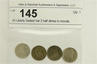 (4) Liberty Seated Var 2 half dimes to include;