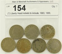 (7) Liberty Head nickels to include; 1883, 1889,