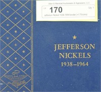 Jefferson Nickel 1938-1964 binder (+/-70coins)