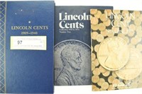 (3) Lincoln Cent binders 1909-1940, missing 1909S,