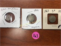 3 coins - 1 silver - 2 Nickel $.03 PC