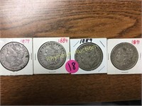 4 TIMES $ - Mixed Date Morgan Dollars