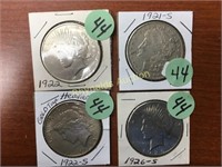 4 TIMES YOUR BID - 1920s Morgan & Peace Dollar