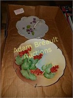 2 hand-painted porcelain plates