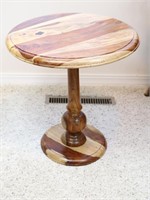 Round Wood Pedestal Side Table
