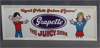 1970's Grapette Embossed Tin Advertising Sign