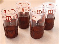 Set of 4 Libbey Bamco Western Drinking Glasses