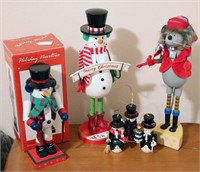 (4) Snowman Nutcrackers & Ornaments,