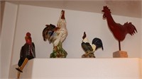 (4) Large Rooster Decor Pieces