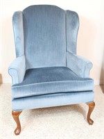 Blue Wing Back Arm Chair w/ Queen Anne Legs