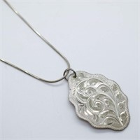 Engraved Sterling Pendant w/12" Sterling Necklace