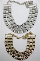 (2) Chunky Gold & Silver Colored Necklaces