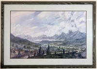 Signed Mountain Scene Print by Artist Dan Looney