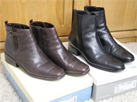 (2) Pairs Ladies Size 9 Leather Ankle Boots