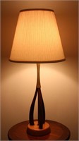 Tall Wood & Metal Table Lamp with Shade
