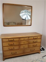 Maple 11-Drawer Dresser W/ Mirror