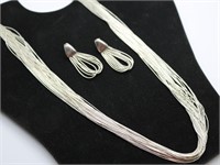 Multi-Strand Sterling Silver Necklace & Earrings
