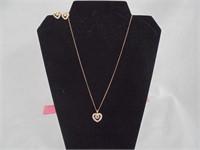 Gold Colored Diamond like necklace and earring set