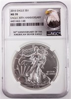Coin 2016 United States Silver Eagle NGC MS70