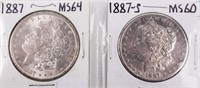 Coin 2 Morgan Silver Dollars 1887 & 1887-S