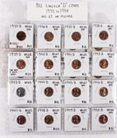 Coin Brilliant Unc. 1935-1958 Lincoln Cents 24pcs
