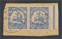 CAMEROUN #23 PAIR ON PIECE USED VF