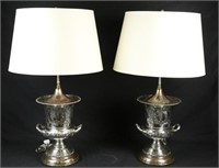PAIR 19th CENTURY SHEFFIELD CHAMPAGNE BUCKET LAMPS