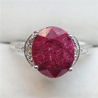 $200 Silver Ruby Diamond Ring