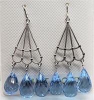 $1200 14K  Blue Topaz(14.5ct) Earrings