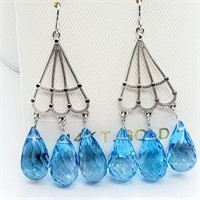 $2200 14K  Blue Topaz(17.5ct) Earrings