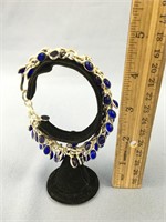 Blue stone and silver dangle bracelet