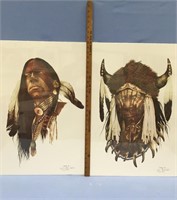 2 shrink wrapped prints of Indian warriors by Ken