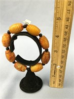 Butterscotch barrel shape stone bead bracelet