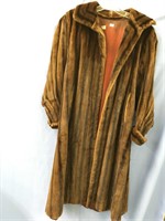 Ladies' calf length dyed fur seal coat, size M   (