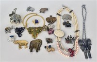 Large Collection Of Elephant Jewelry