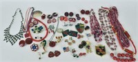 Large Collection Of Red Costume Jewelry
