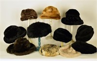 Collection Of Seven Faux Fur Hats