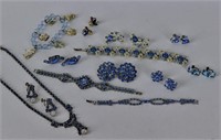 Collection Of Vintage Blue Rhinestone Jewelry