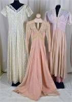 Three 30's & 40"s  Lace Evening Gowns