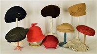 Collection Of Nine Vintage Ladies Hats