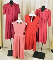 Collection Of Red Vintage 30's And 40's Dresses