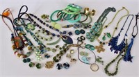 Large Collection Of Green Costume Jewelry