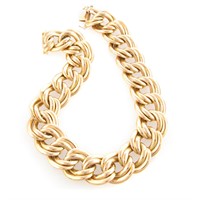 A Lady's 14K Yellow Gold Wide Link Necklace