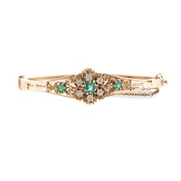 A Victorian Emerald and Diamond Bangle in Gold