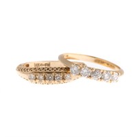 A Pair of Gold Diamond Bands