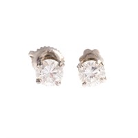 A Pair of White Gold Diamond Solitaire Earrings